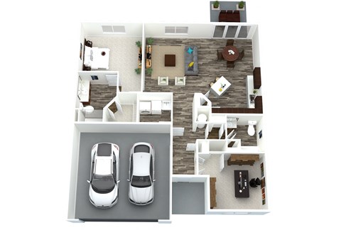 Floor plan for 2 beds, 2 baths, 1336 sqft