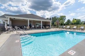 Harrison apartment for rent - A pool with a no swimming sign on the side.