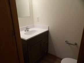 Oakdale townhouse for rent - A bathroom with a white sink and a toilet.