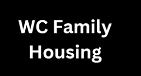 Oakdale townhouse for rent - a family house logo with the words wc family housing in white