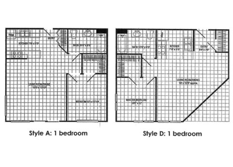 Floor plan for 1 bed, 1 bath, 625 sqft