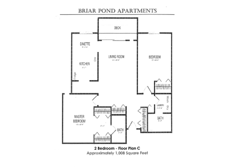 Floor plan for 2 beds, 2 baths, 1008 sqft