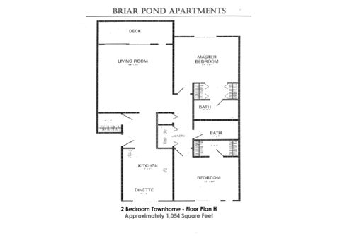Floor plan for 2 beds, 2 baths, 1054 sqft