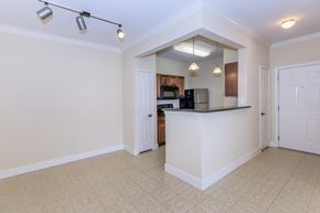 Texarkana apartment for rent - A kitchen area with a counter and cabinets.