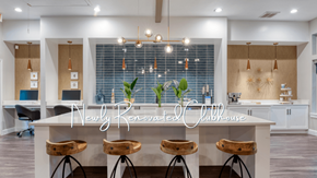 San Antonio apartment for rent - a kitchen with a white counter top and wooden stools