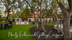 San Antonio apartment for rent - a backyard with lights hanging from the trees