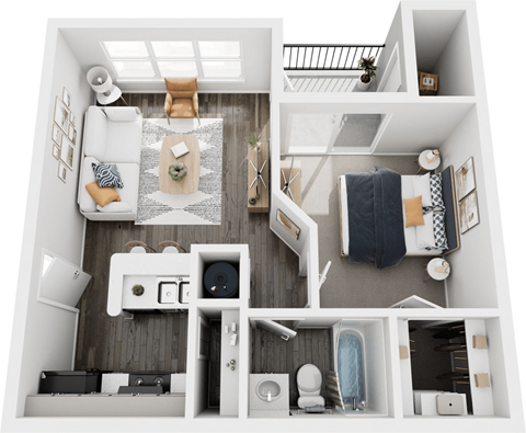 Floor plan for 1 bed, 1 bath, 603 sqft