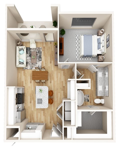Floor plan for 1 bed, 1 bath, 812 sqft
