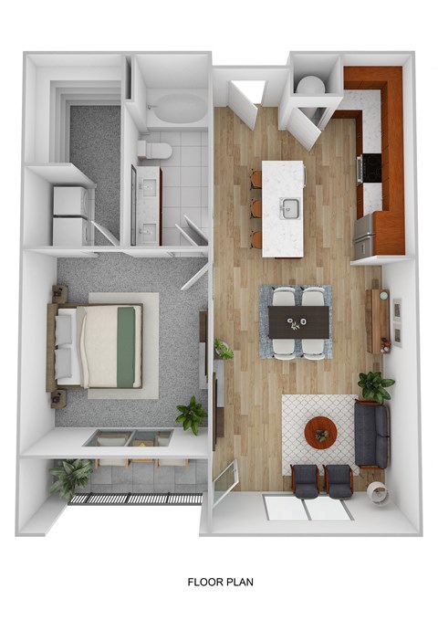 Floor plan for 1 bed, 1 bath, 776 sqft
