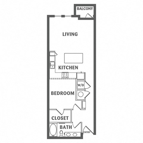 Floor plan for 1 bed, 1 bath, 960 sqft