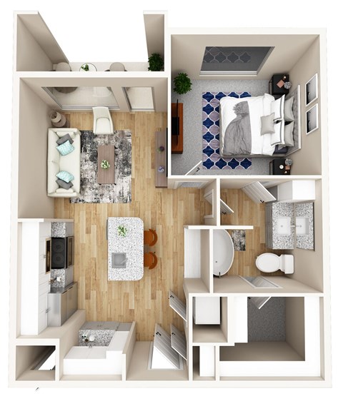 Floor plan for 1 bed, 1 bath, 825 sqft