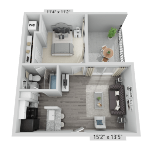 Floor plan for 1 bed, 1 bath, 495 sqft
