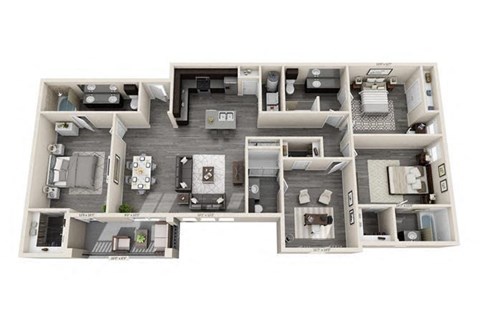 Floor plan for 4 beds, 4 baths, 1743 sqft