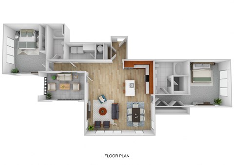 Floor plan for 2 beds, 2 baths, 1447 sqft
