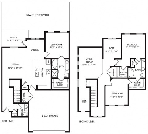 Floor plan for 3 beds, 3 baths, 1797 sqft