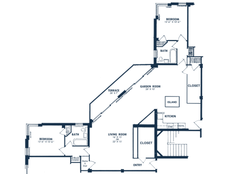 Floor plan for 2 beds, 2 baths, 1650 sqft