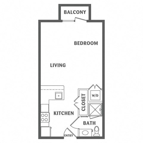 Floor plan for studio, 1 bath, 495 sqft