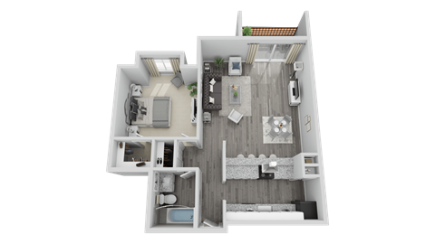 Floor plan for 1 bed, 1 bath, 600 sqft