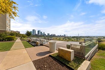 Cantilevered deck with downtown views