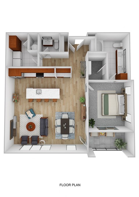 Floor plan for 1 bed, 1.5 baths, 1083 sqft