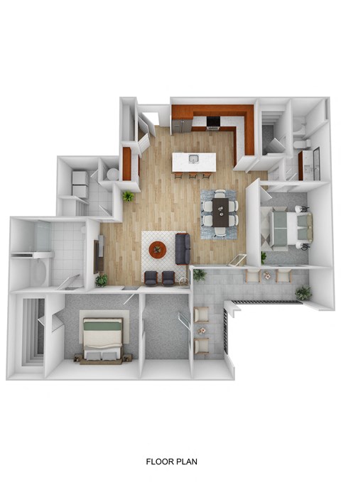 Floor plan for 2 beds, 2 baths, 1477 sqft