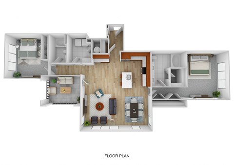 Floor plan for 2 beds, 2 baths, 1416 sqft