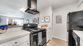 Arlington apartment for rent - a kitchen with a stove and a refrigerator