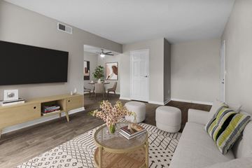 Oklahoma City apartment for rent - a living room with a couch and a table