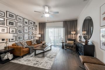 Austin apartment for rent - a living room with a couch and a coffee table