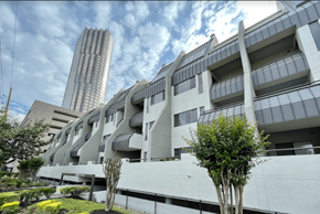 Houston apartment for rent - Modern apartment building exterior with landscaping at Augusta Court Apartments, Houston