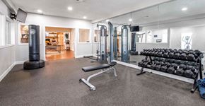 Houston apartment for rent - A well-equipped home gym with a variety of exercise equipment.