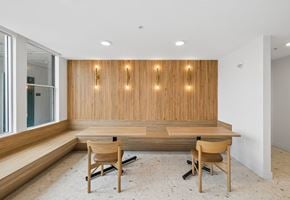 Costa Mesa apartment for rent - A conference room with a long table and chairs.