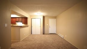 Columbus apartment for rent - A room with a carpeted floor and two white doors.