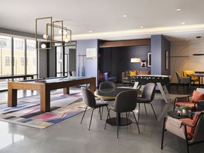 Worcester apartment for rent - A modern dining room with a large table and chairs.