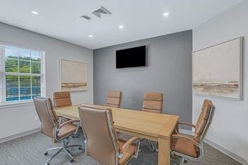 Conference room with table and chair