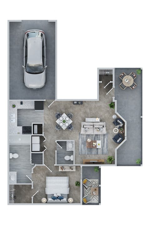Floor plan for 1 bed, 1.5 baths, 775 sqft