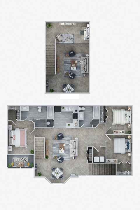 Floor plan for 3 beds, 2 baths, 1500 sqft