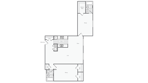 Floor plan for 2 beds, 2 baths, 1122 sqft