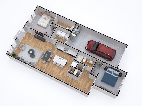 Floor plan for 2 beds, 2 baths, 1323 sqft