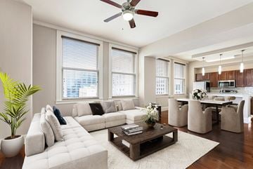 New Orleans apartment for rent - a living room with a white couch and a coffee table