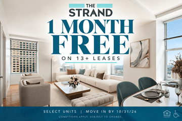 New Orleans apartment for rent - A living room with a 1 month free offer on 13+ leases.