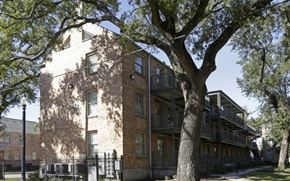 New Orleans apartment for rent - A tree in front of a building with a black fence.