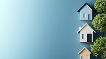 Newark townhouse for rent - Three houses with trees on a blue background.