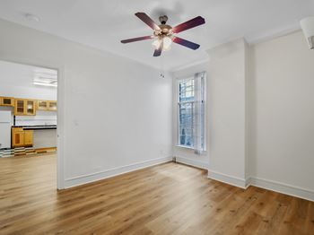 Unfurnished room with wooden floor