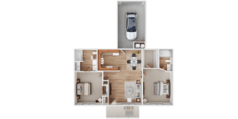 Floor plan for 2 beds, 2 baths, 925 sqft