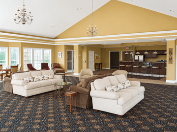Findlay apartment for rent - A living room with two couches and a chandelier.