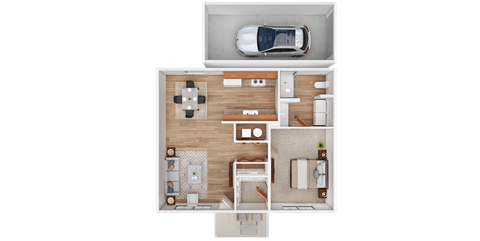 Floor plan for 1 bed, 1 bath, 700 sqft