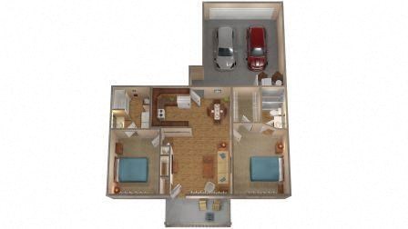 Floor plan for 2 beds, 2 baths, 1005 sqft