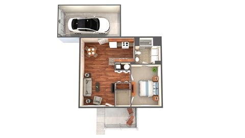Floor plan for 1 bed, 1 bath, 700 sqft