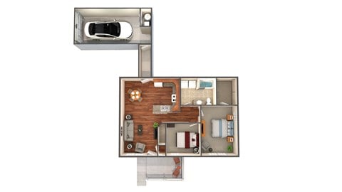 Floor plan for 2 beds, 1 bath, 900 sqft
